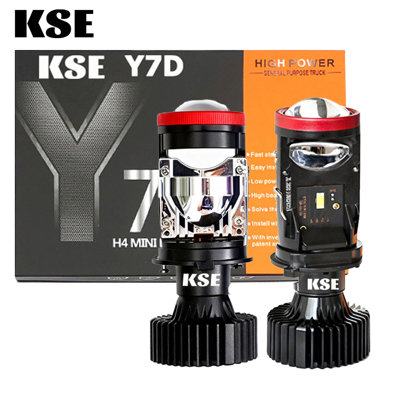 KSE Y7D Lampu Depan Led Mobil Dan Motor H4 Mini PJECTOR Y7D SUPER BRIGHT 50 Watt/Dengan kipas angin
