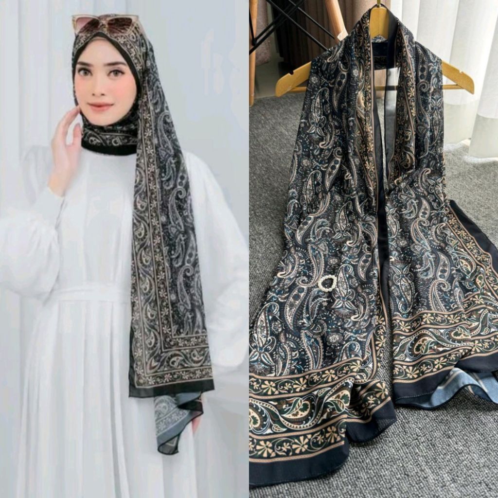 Pashmina Hijab Panjang Motif Turki Terbaru COD
