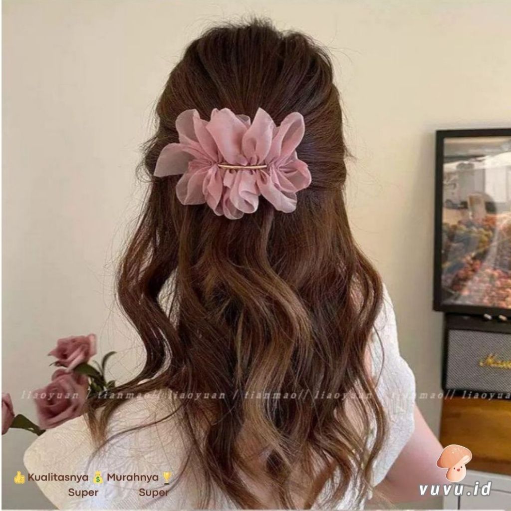 Jual jepit Rambut Bunga Chiffon Flower Hairpin / Jepit Rambut Wanita ...