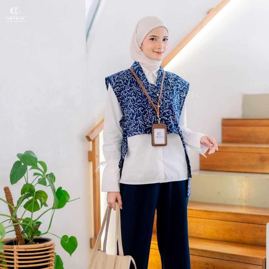 Jual Vest Batik Series Likha (Rompi Batik Kerja Wanita) | Shopee Indonesia