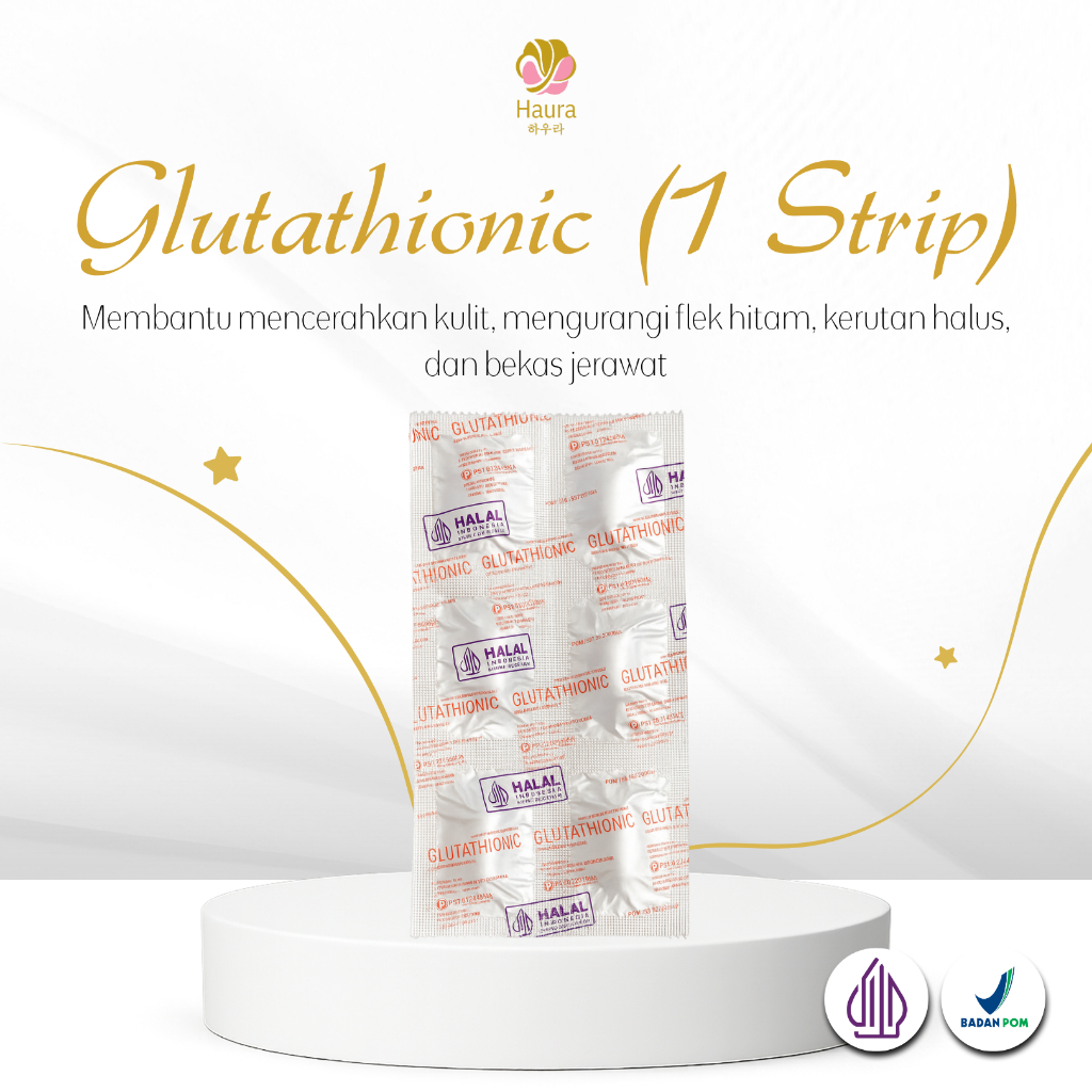 Jual Glutathionic Strip | Glutathione + Vit. C + Vit. E | Kulit Sehat &  Cerah | BPOM & Halal | 6 Kaplet | Shopee Indonesia