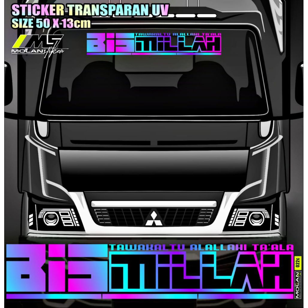 Jual Sticker Transparan Uv Kaca Kabin Kap Bak Mobil Bismillah 50x13 ...