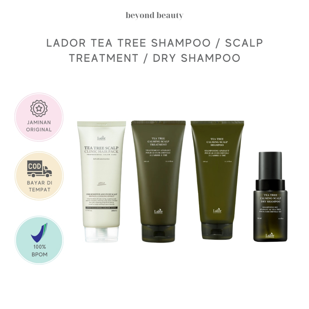 Lador Tea Tree Calming Scalp Shampoo 300mL /  Treatment 330mL  / Dry Shampoo 100ml | Conditioner | Gatal & Ketombe | Kulit Kepala Oily | Menjaga Kelembaban Rambut