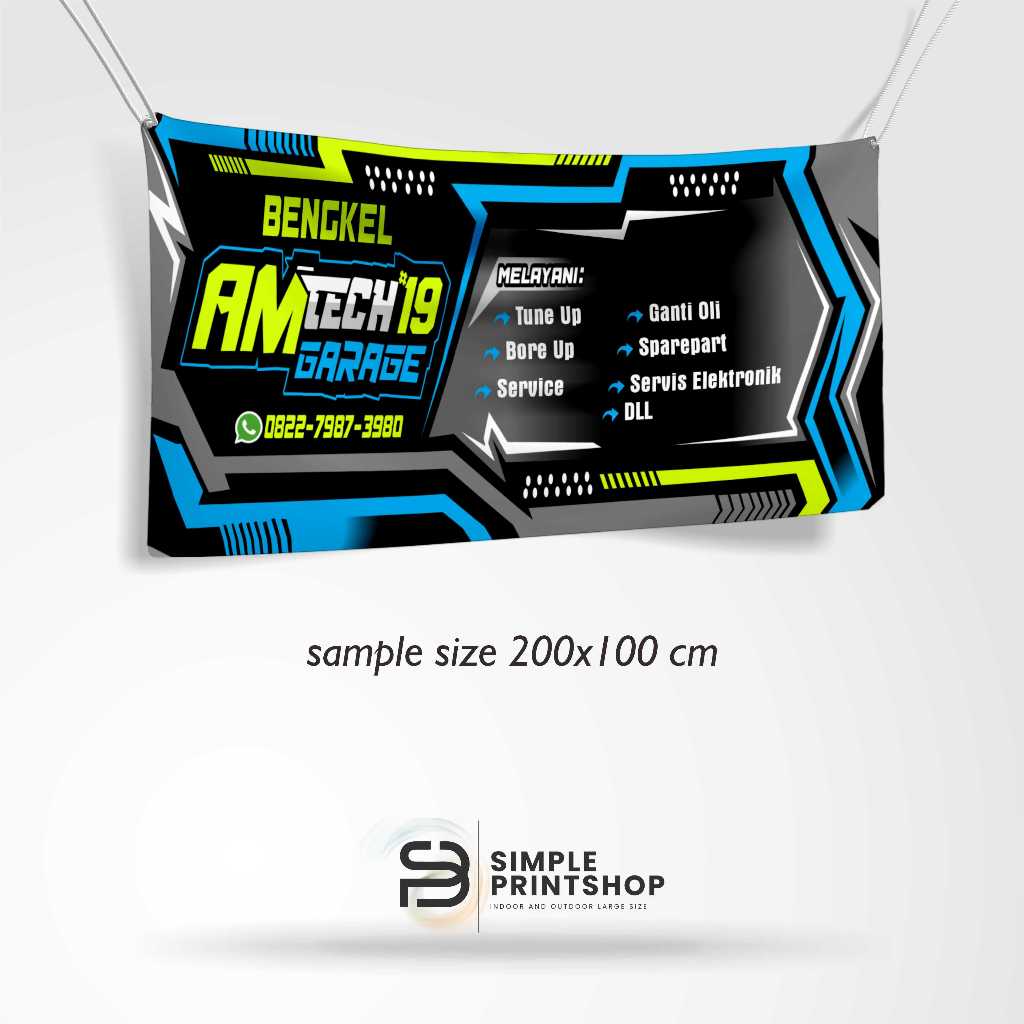 Jual spanduk banner bengkel motor racing garage free desain custom ...