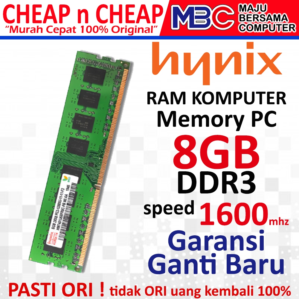 Jual Ram PC HYNIX DDR3 8GB 1600mhz - RAM Memory Komputer PC Dekstop 4GB ...