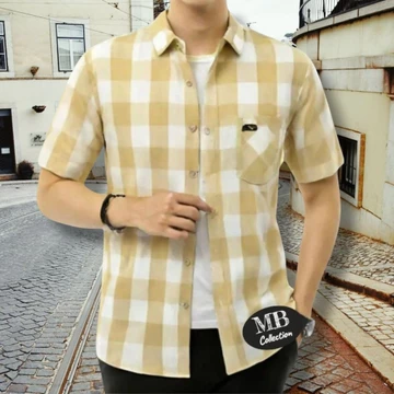 Kemeja Flanel Lengan Pendek Pria Dewasa Kualitas M XXXL