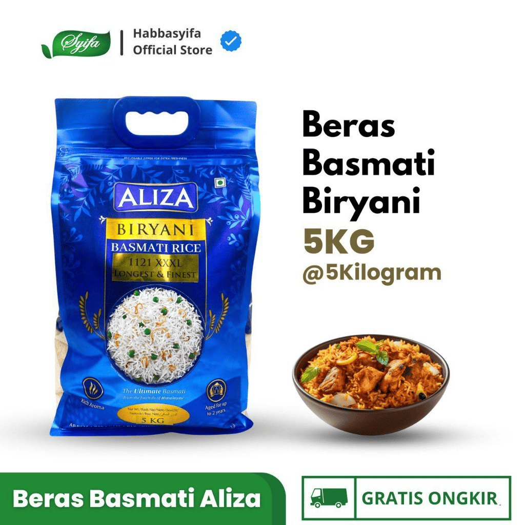 Jual Beras Basmati Aliza 5Kg | Biryani Basmati Rice | Shopee Indonesia