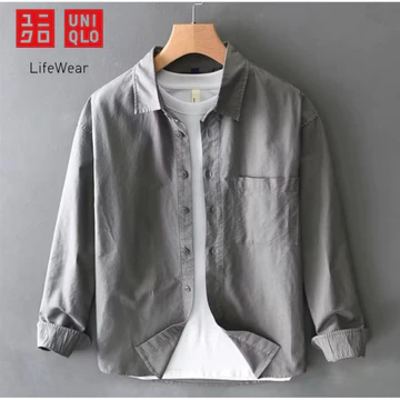 Kemeja Putih Uniqlo Pria Lengan Panjang Slim Fit
