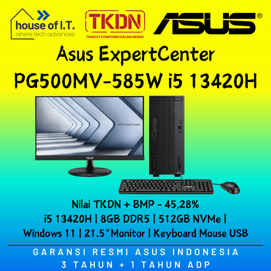 Jual PC TKDN ASUS DESKTOP PC PG500MV-585W i5 13420H 8GB DDR5 512GB NVMe ...