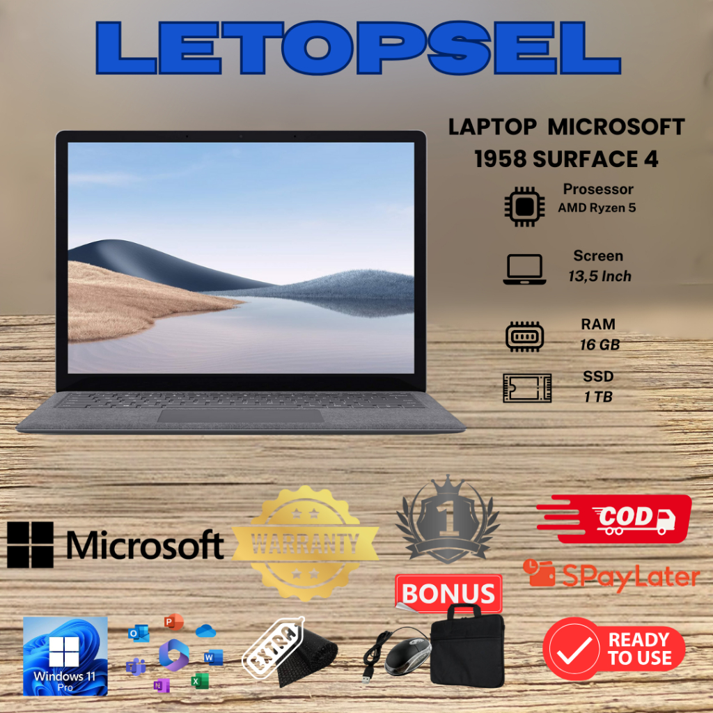 Jual LAPTOP MICROSOFT SURFACE LAPTOP 4 TOUCHSCREEN AMD RYZEN 5 RAM 16GB ...