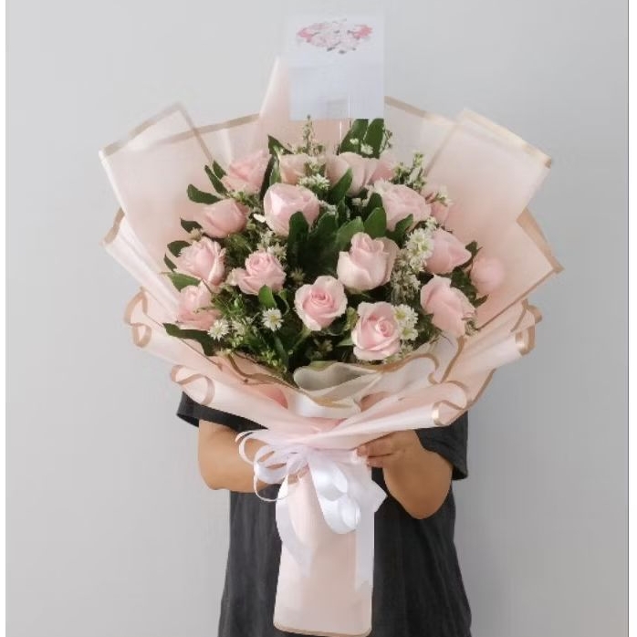 Jual Buket bunga mawar pink soft asli dan fresh Hadiah anniversary ...