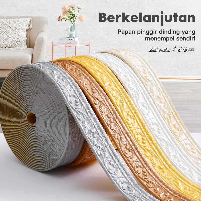 Jual Dinding VINYL Wallpaper List 2.3 Meter Foam Wallborder Foam 3D ...