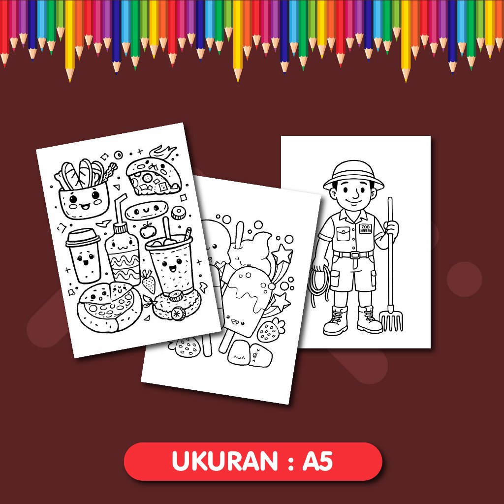 Jual 100 Lembar Mewarnai Ukuran A5 Tema Random | Shopee Indonesia