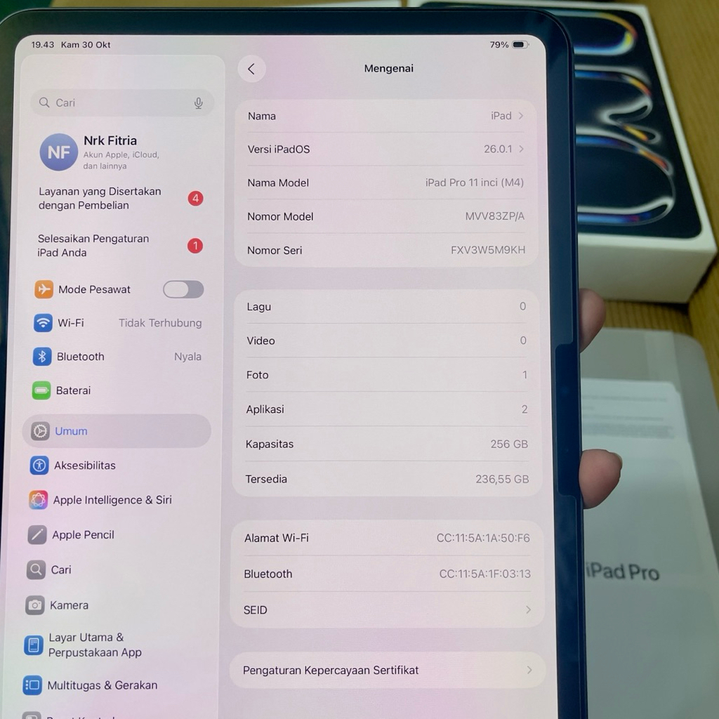 Jual ipad pro M4 inter 11 inch 256 fullset original bh 100 | Shopee ...
