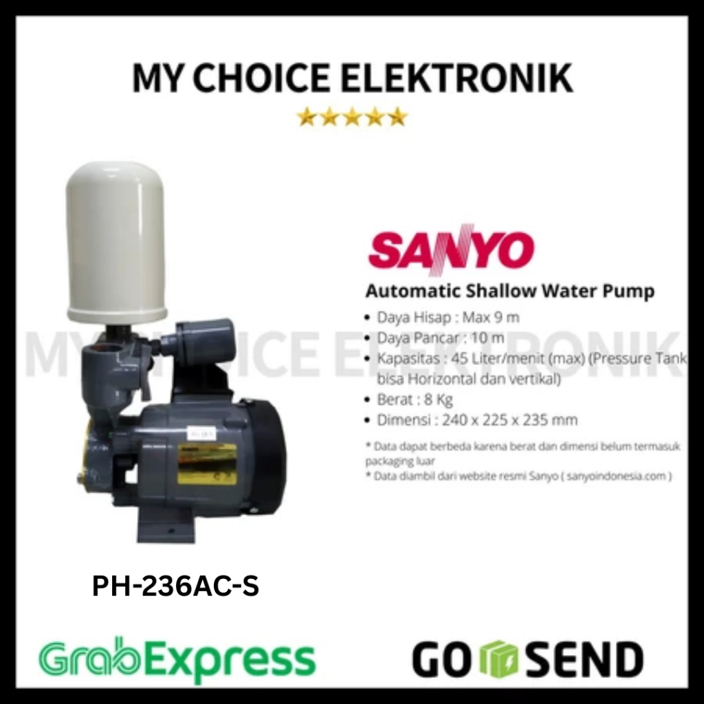 Jual Sanyo Pompa Air PH-236AC-S / PH236ACS / PH-236 AC S | Shopee Indonesia