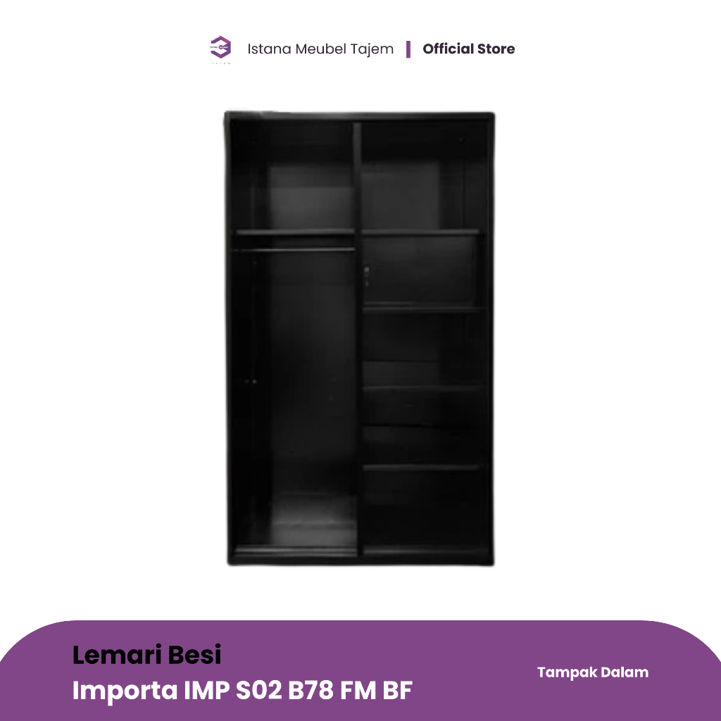 Jual Lemari Besi Pakaian Sliding IMPORTA IMP S02 B78 FM BLACK | Shopee ...
