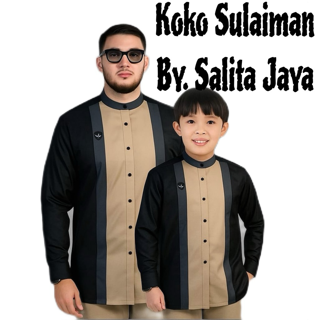 Koko Sulaiman Anak & Dewasa Lengan Panjang / Kemeja Koko Lengan Panjang/ Koko Viral Lengan Panjang