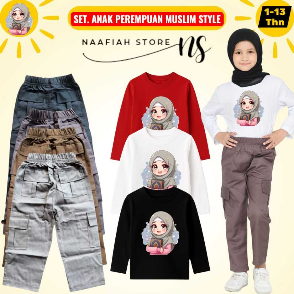 Jual Naafiah Muslim style baju setelan anak perempuan usia 1-13 tahun ...