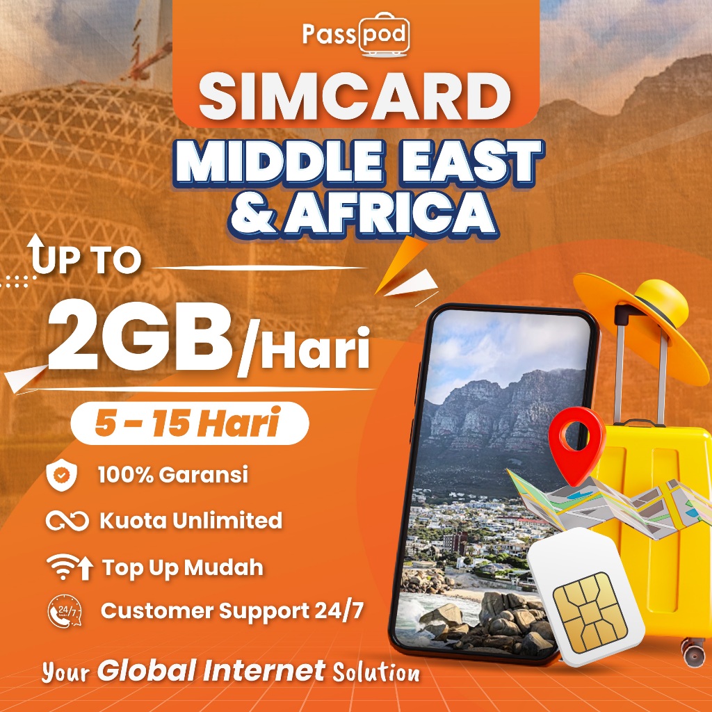 Jual PASSPOD Sim Card Timur Tengah/Middle East & Afrika Negara Paket ...