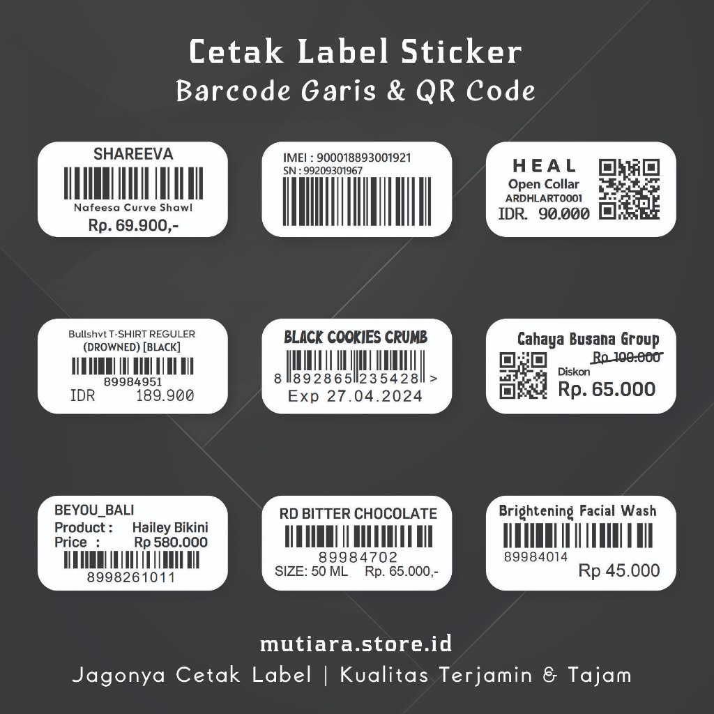 Jual CETAK LABEL STIKER BARCODE HARGA 40x40mm / 4x4cm PERCETAKAN ...