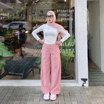 City Pants Celana Panjang Wanita Kantor Kerja Kuliah Tidur Santai Motif Garis Kulot Pinstripe