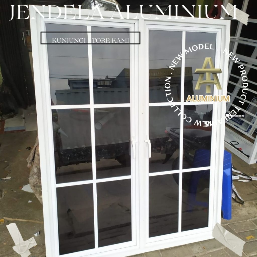 jendela aluminium 100x120 ornamen (free packing kayu)
