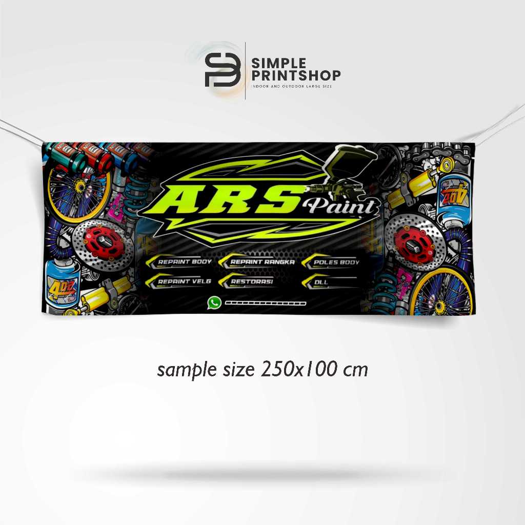Jual cetak banner 250x100 cm spanduk bengkel motor racing keren custom ...
