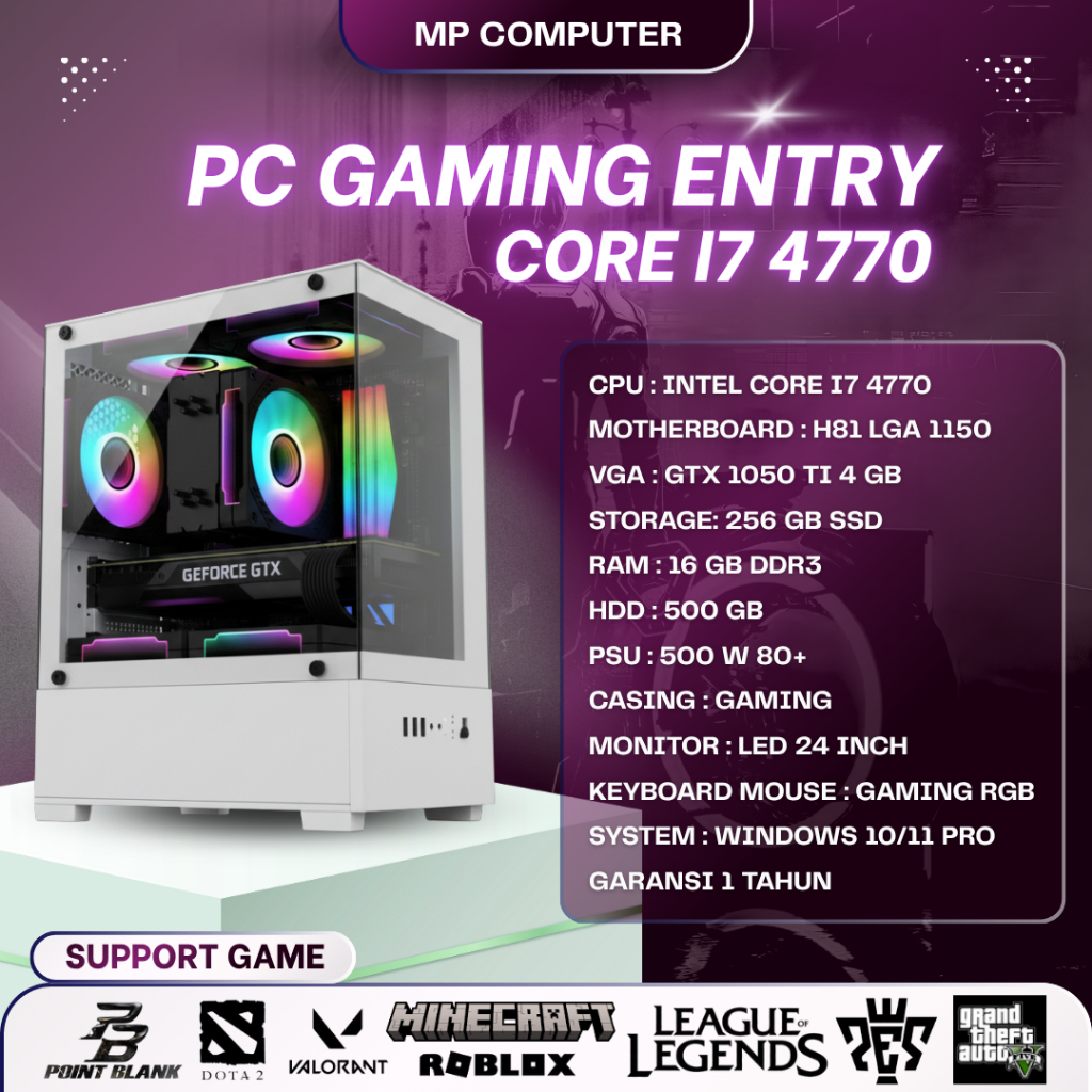 【ゲーミングPC】i7-4770 GTX750 HDD500GB メモリ16GB ゲーム機サイズなのに6コアCore i7+GeForce GTX 1070を搭載
