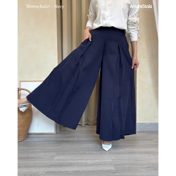 Amarestola Shima Kulot Celana Kulot Wanita Kantor Kasual Lebar Panjang Navy Black Off White