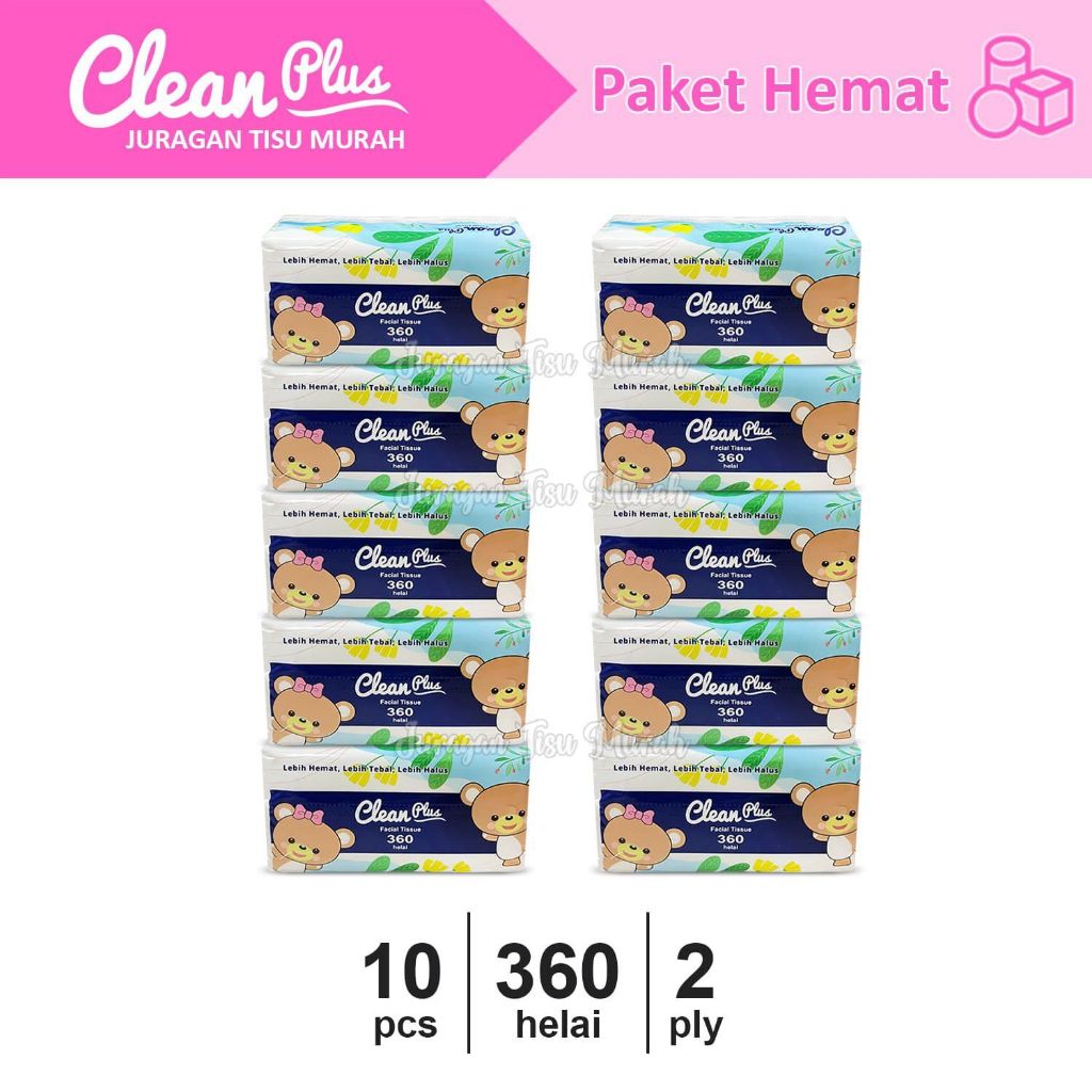 Jual Tisu wajah cleanplus 360 helai 2 ply - Tisu wajah halus dan lembut ...