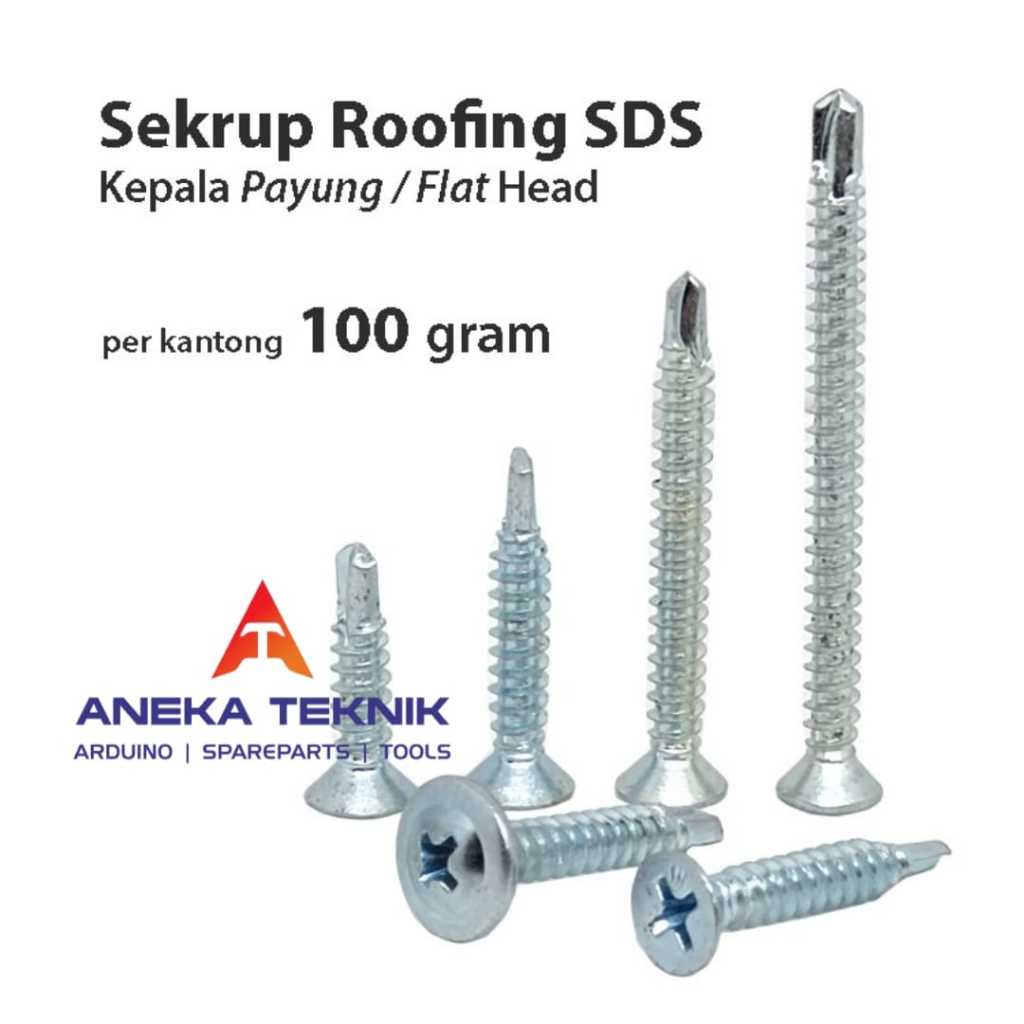 Jual Sekrup Roofing SDS FH / Baut Skrup Baja Ringan Rata Payung / Light ...