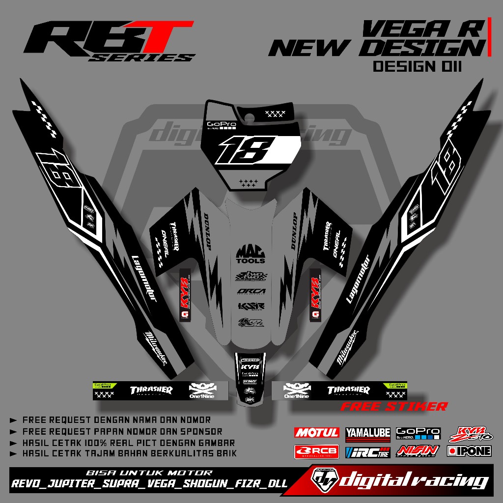 Jual Sticker Variasi RBT/GTX VEGA R NEW Stiker Striping Bebek Modif RBT ...