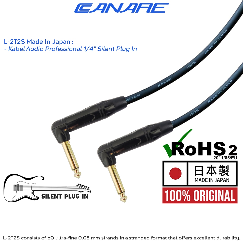Jual Kabel Audio Profesional Gitar Silent Plug In L to L Shape | L-2T2S ...