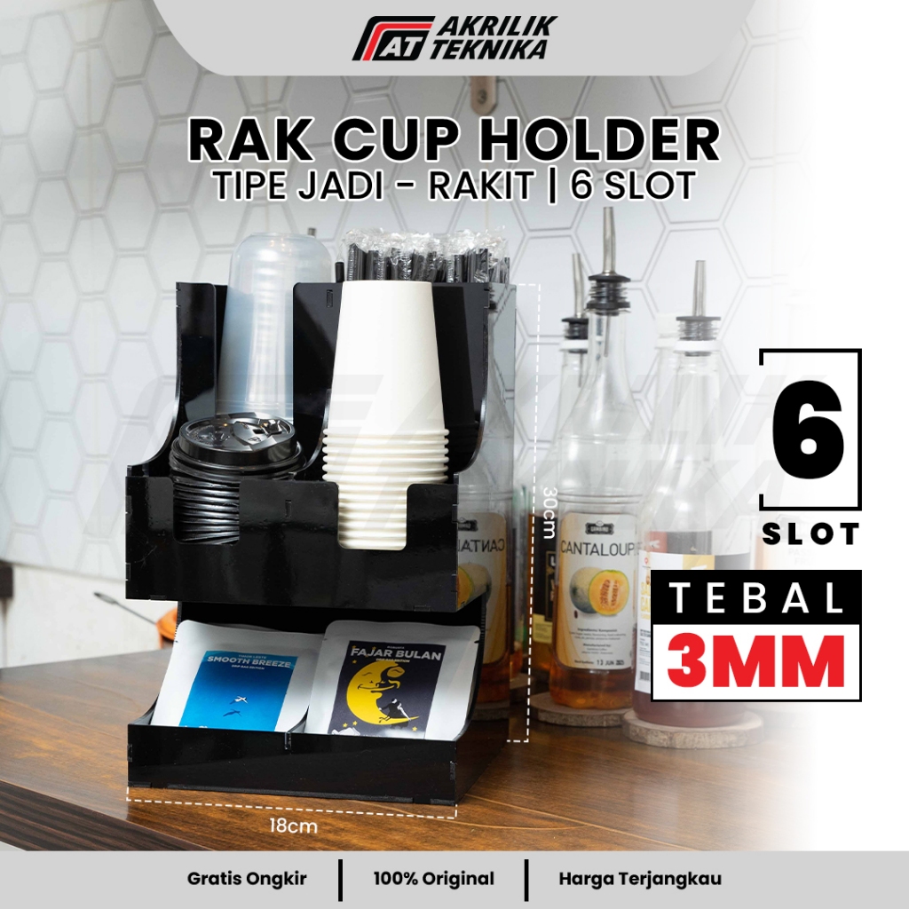 Jual Rak Paper Cup 6 Slot / Dispenser Organizer Cafe / Rak Kopi Akrilik ...