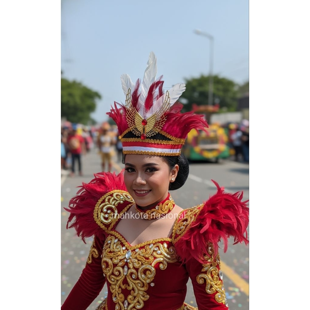 bestseller hiasan kepala mahkota bulu merah putih spesial 17 agustus bisa dipakai untuk anak dan dewasa