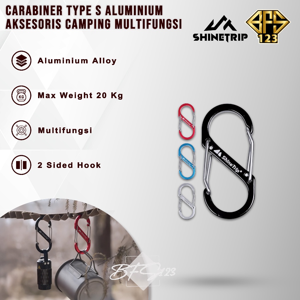 Jual SHINETRIP Carabiner S Type Shape Aluminum Aksesoris Carabiner ...