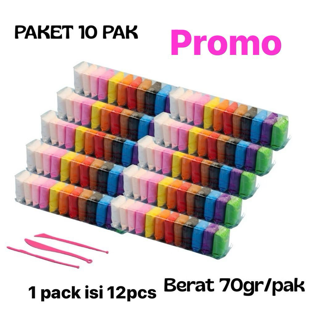 Jual Paket 10 Pack Clay Mainan Anak Clay Polymer Murah Clay Isi 12 ...