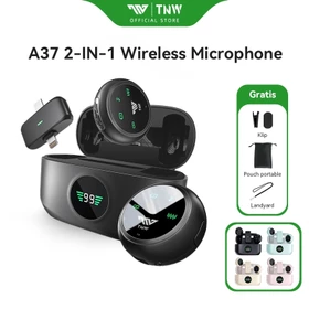 TNW A37 2 In 1 Wireless Microphone Dual Magnetic Lavalier Mikrofon Plug Play Clip On Mic