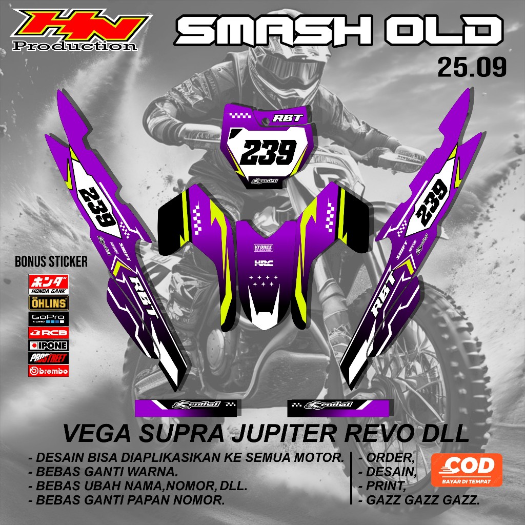 Jual COD STRIPING STIKER RBT SMASH OLD CUSTOM SUPERMOTO TERBARU KODE 25 ...