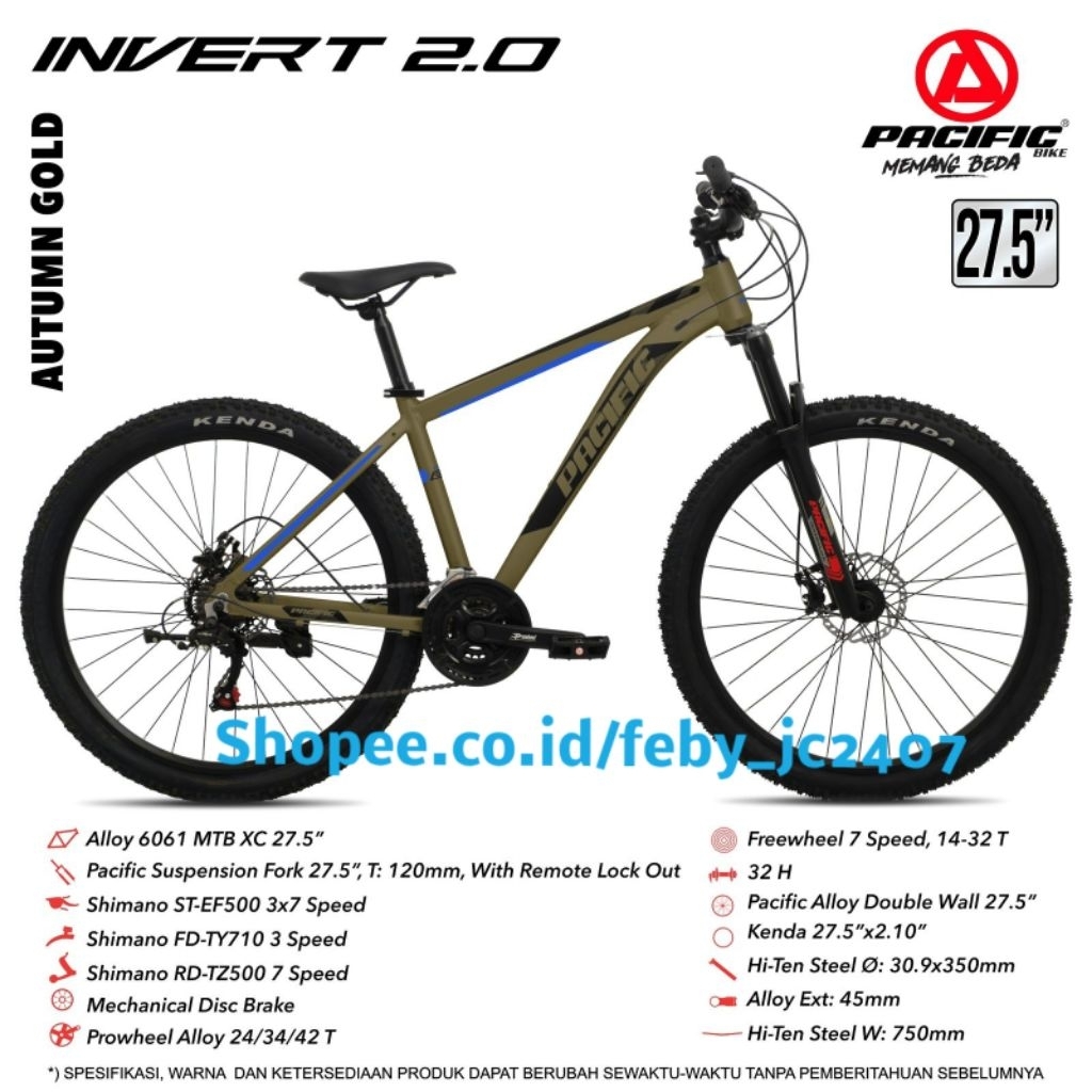 Jual Pacific Invert 200 Sepeda gunung Mtb Pacific Ukuran 27,5 Inch ...