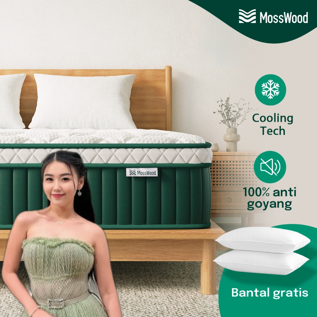 Jual Mosswood Kasur Ice Silk Memory Foam Cooling Mint Pocket Spring ...