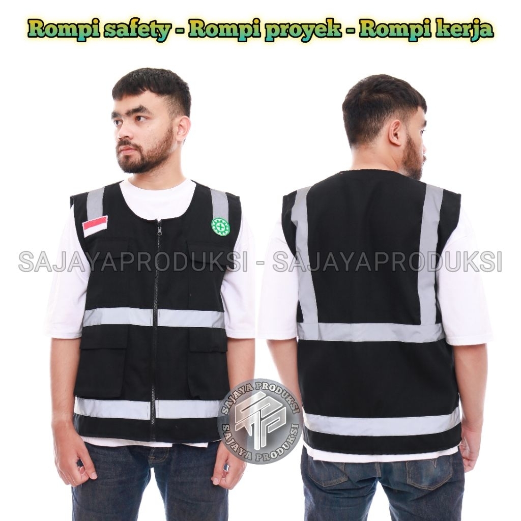 Jual Rompi safety k3 / Rompi kerja hitam / Rompi proyek | Shopee Indonesia