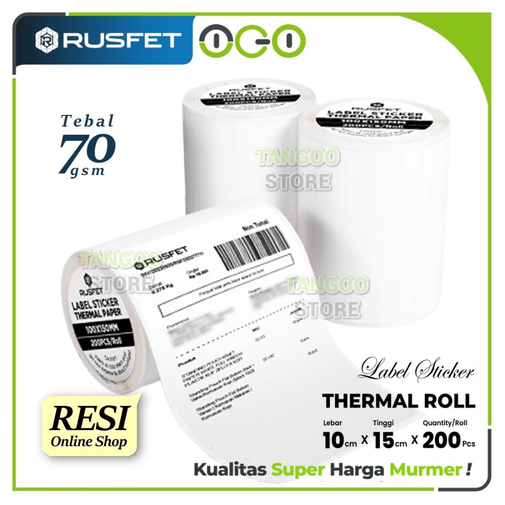 Jual Kertas Sticker Resi Thermal Roll A6 - Ukuran 10cm x 15cm x 200lbr ...