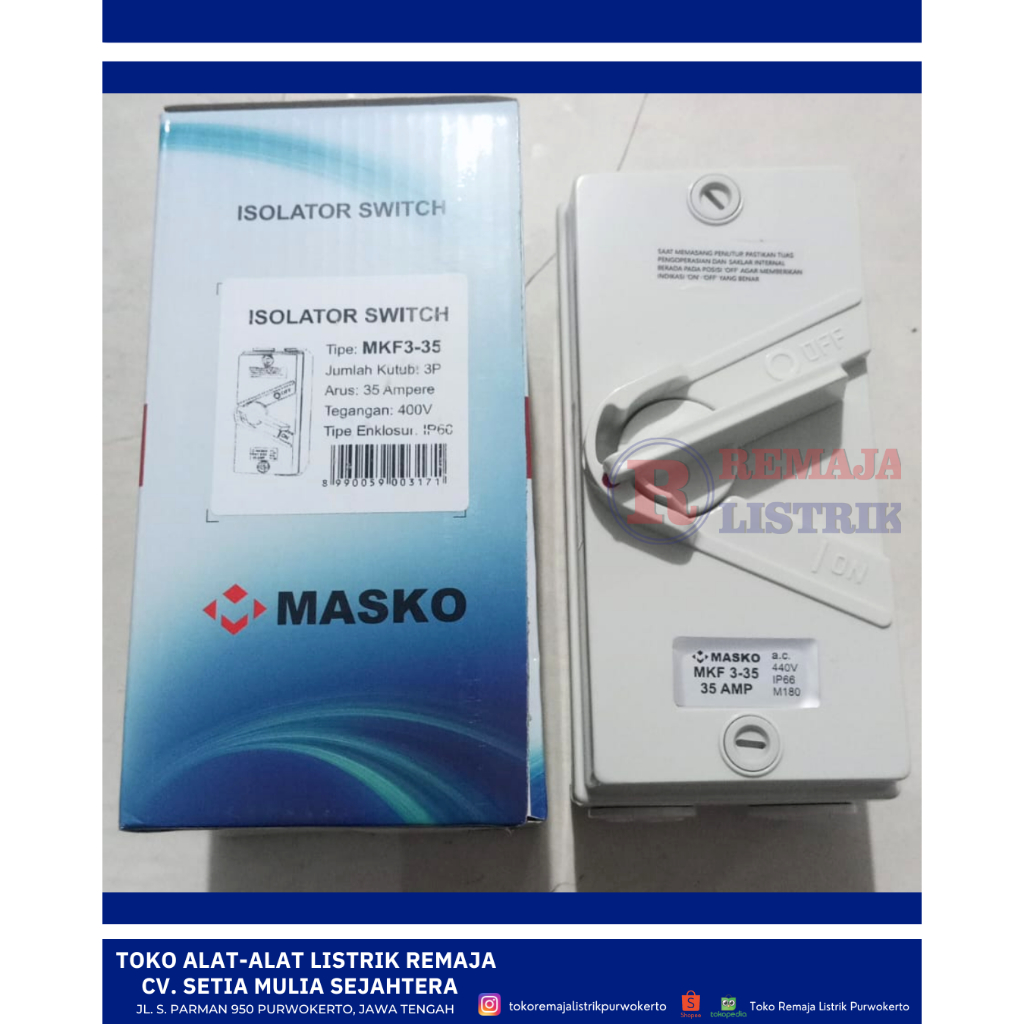 Jual ISOLATOR SWITCH ON / OFF Outdoor 20A | 35A MASKO | Shopee Indonesia