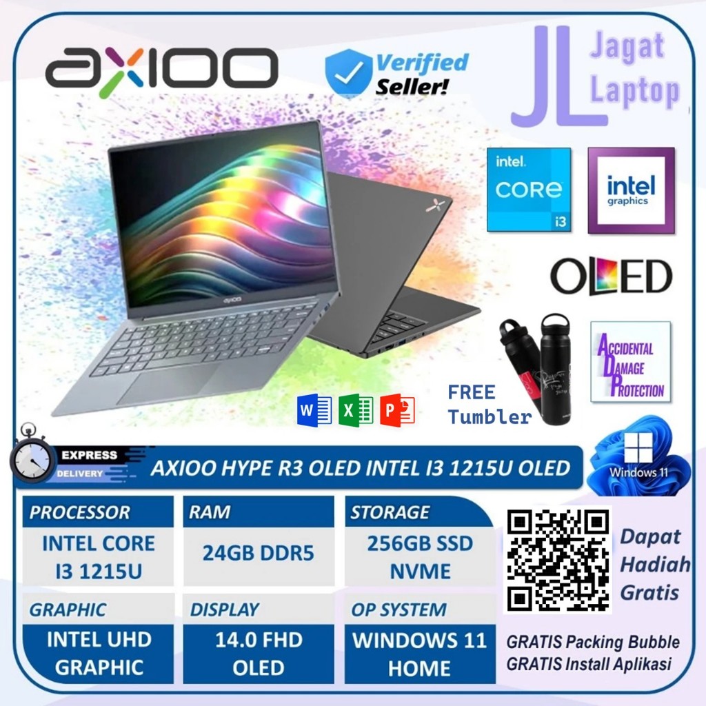 Jual Laptop Axioo Hype R3 OLED I3 1215U 24GB 256GB SSD 14.0 FHD ...