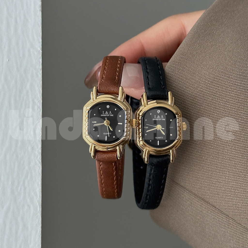 Jual L&A Jam Tangan Wanita Persegi Model Retro Casual Analog Quartz ...