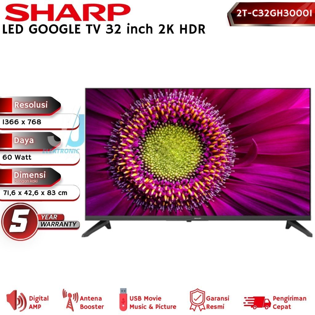 Jual SHARP Smart LED Google TV 32 inch 2T-C32GH3000I FHD | Shopee Indonesia