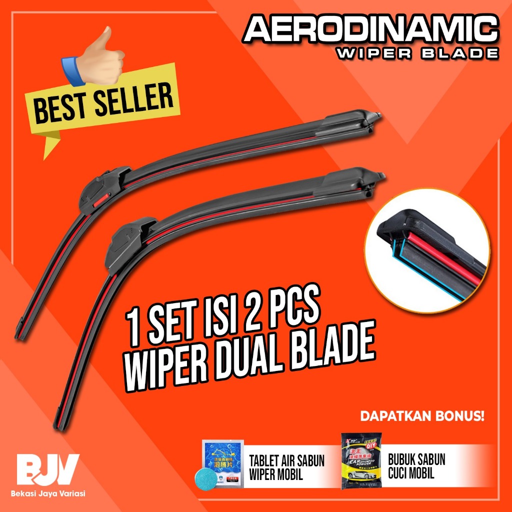 Jual Wiper Double Karet Dual Layer Blade Frameless 1 Set Kiri dan Kanan ...