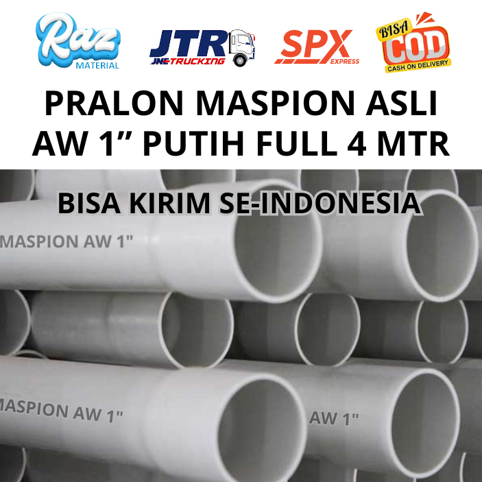 Jual Pipa Air Pralon Pvc MASPION AW Putih 1