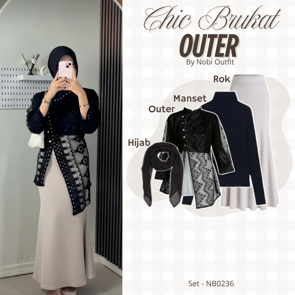 Jual 4 In One Set Ootd Kondangan Hijab Elegant Setelan Nobi Outfit ...